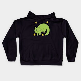 Floppy cat green Kids Hoodie